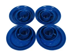 Camping Geschirr Emaille 12-teilig blau