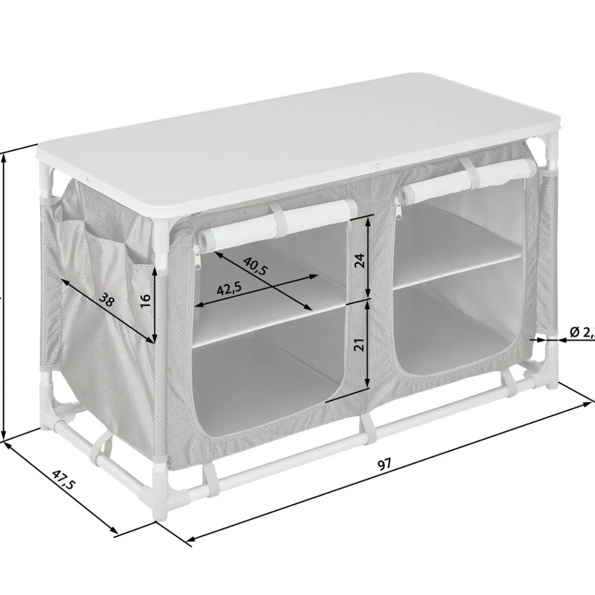 Campingküche grau 97 x 48 x 56.5 cm