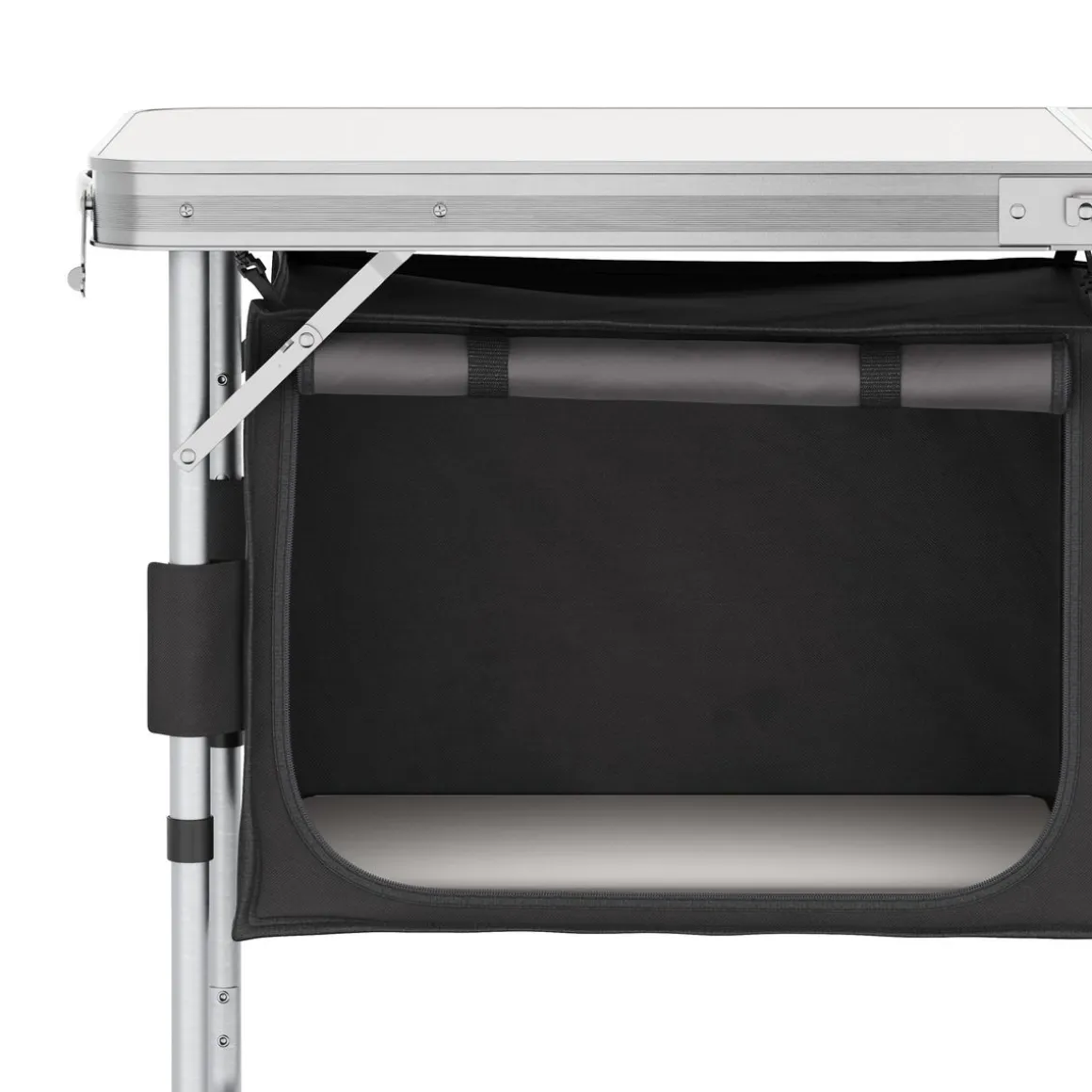 Campingküche höhenverstellbar schwarz 120 x 47 x 55 - 70 cm
