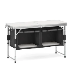 Campingküche höhenverstellbar schwarz 120 x 47 x 55 - 70 cm