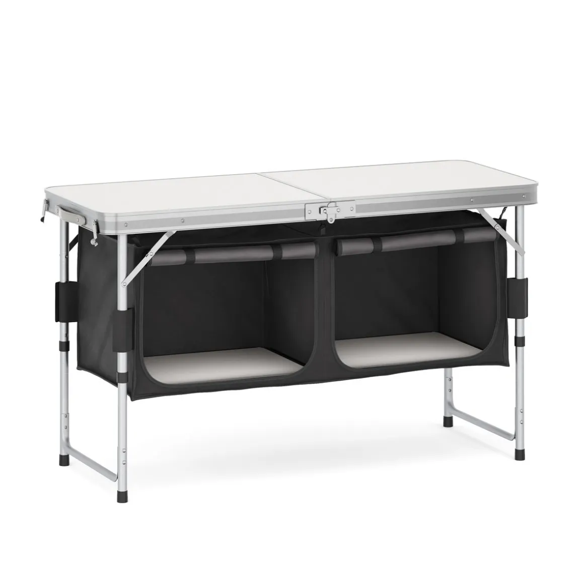 Campingküche höhenverstellbar schwarz 120 x 47 x 55 - 70 cm
