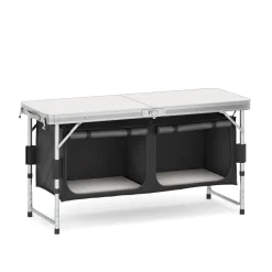 Campingküche höhenverstellbar schwarz 120 x 47 x 55 - 70 cm
