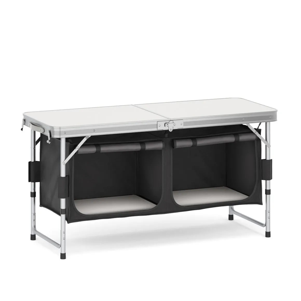 Campingküche höhenverstellbar schwarz 120 x 47 x 55 - 70 cm