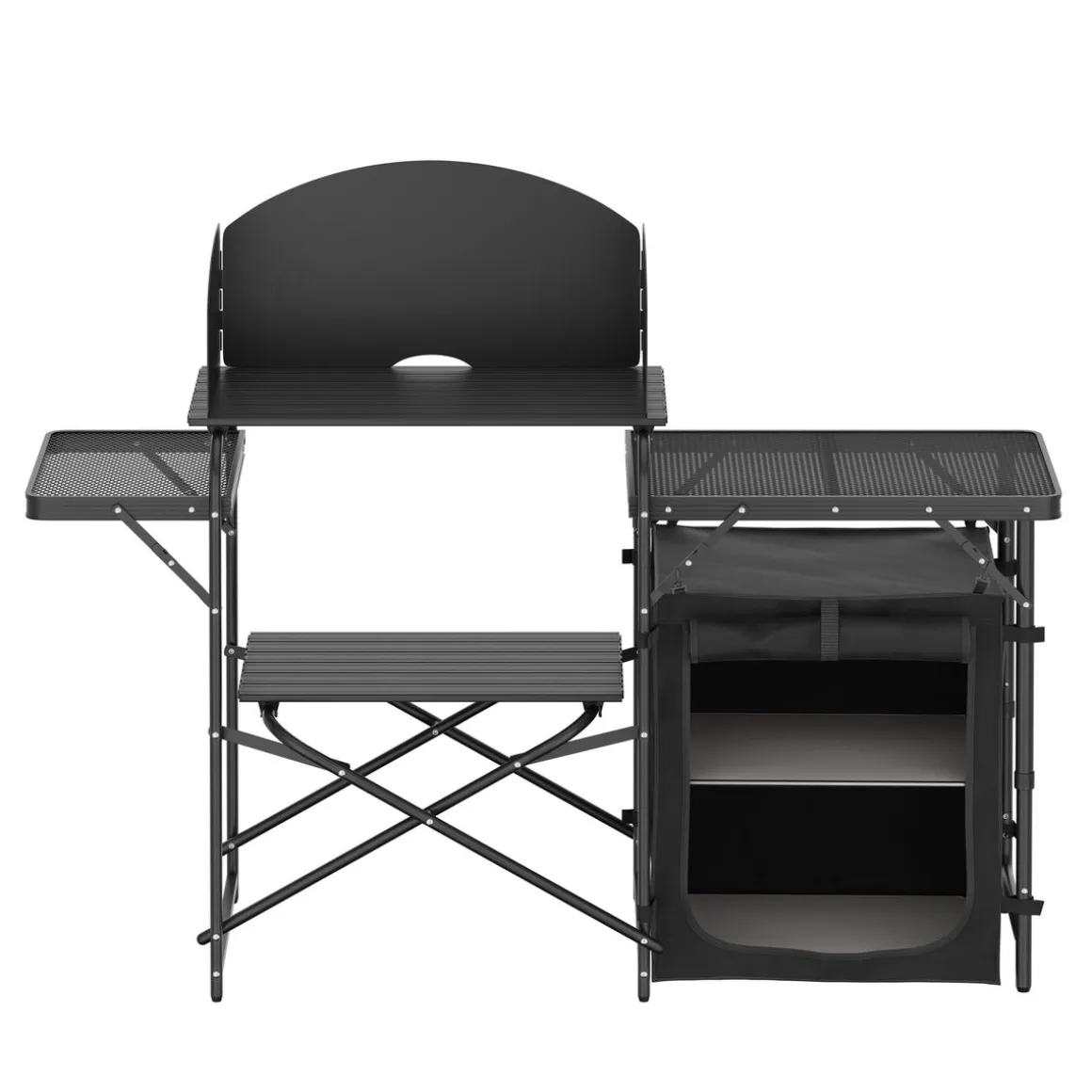 Campingküche schwarz 146 x 46 x 111 cm