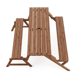 Campingtisch Garnitur Gartenbank Holz 2-in-1