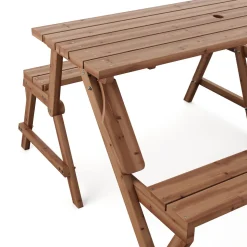 Campingtisch Garnitur Gartenbank Holz 2-in-1