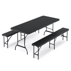 Campingtisch Garnitur klappbar 180 cm Rattanoptik