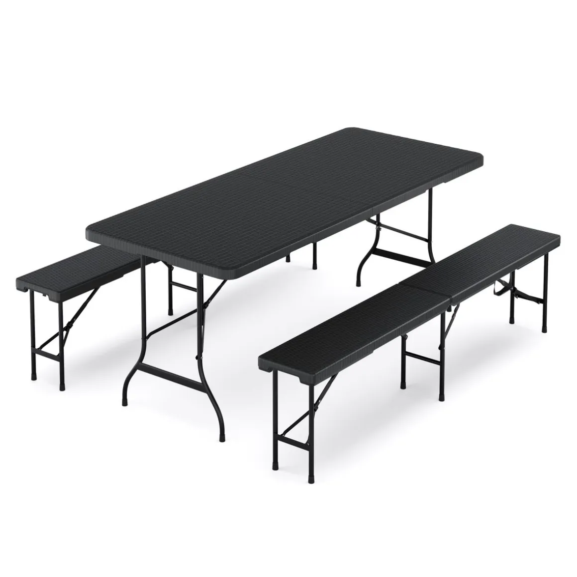 Campingtisch Garnitur klappbar 180 cm Rattanoptik