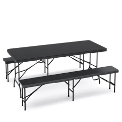 Campingtisch Garnitur klappbar 180 cm Rattanoptik