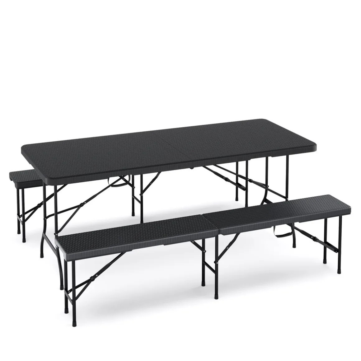 Campingtisch Garnitur klappbar 180 cm Rattanoptik