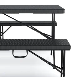 Campingtisch Garnitur klappbar 180 cm Rattanoptik