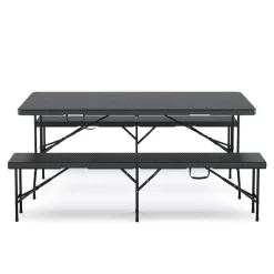 Campingtisch Garnitur klappbar 180 cm Rattanoptik