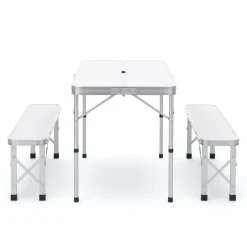 Campingtisch Garnitur klappbar 90 cm weiss