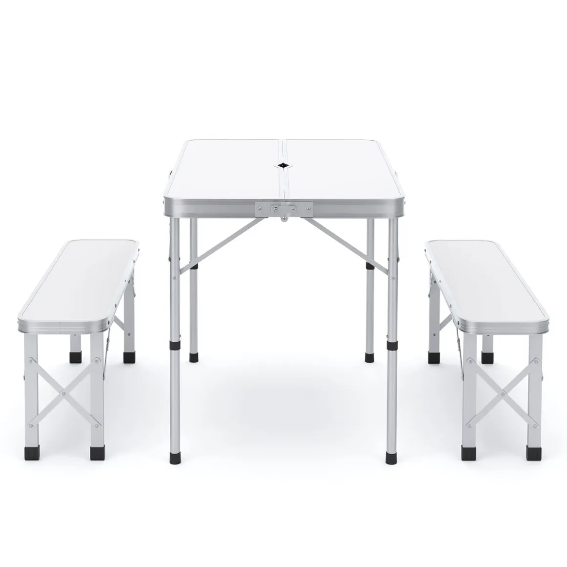 Campingtisch Garnitur klappbar 90 cm weiss