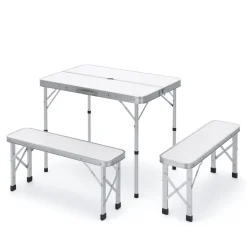 Campingtisch Garnitur klappbar 90 cm weiss