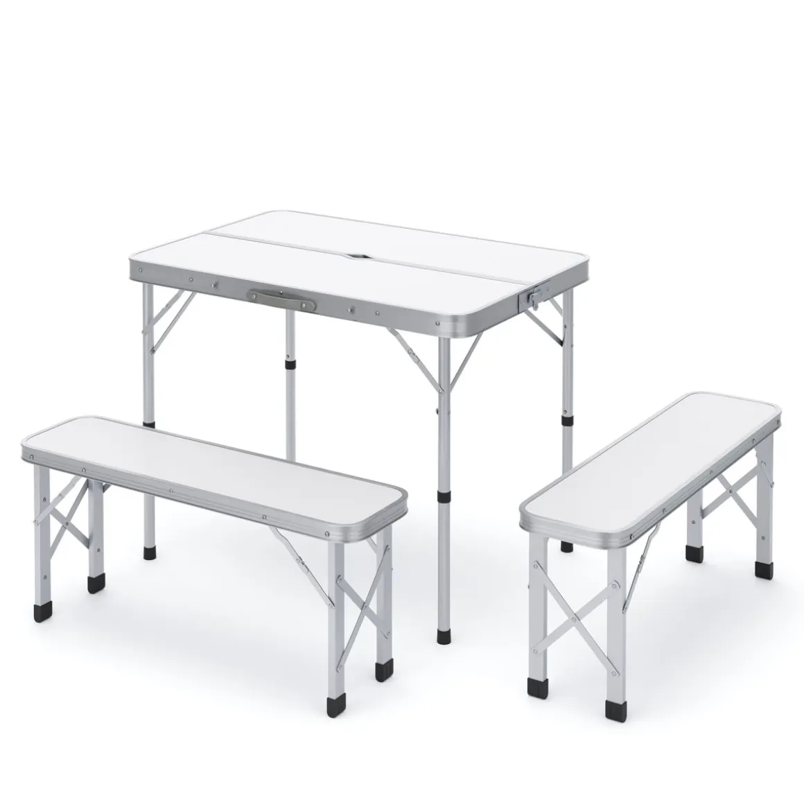 Campingtisch Garnitur klappbar 90 cm weiss