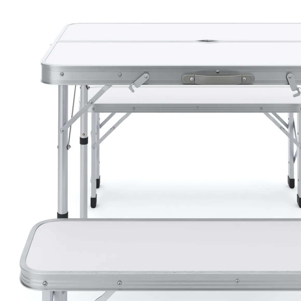 Campingtisch Garnitur klappbar 90 cm weiss