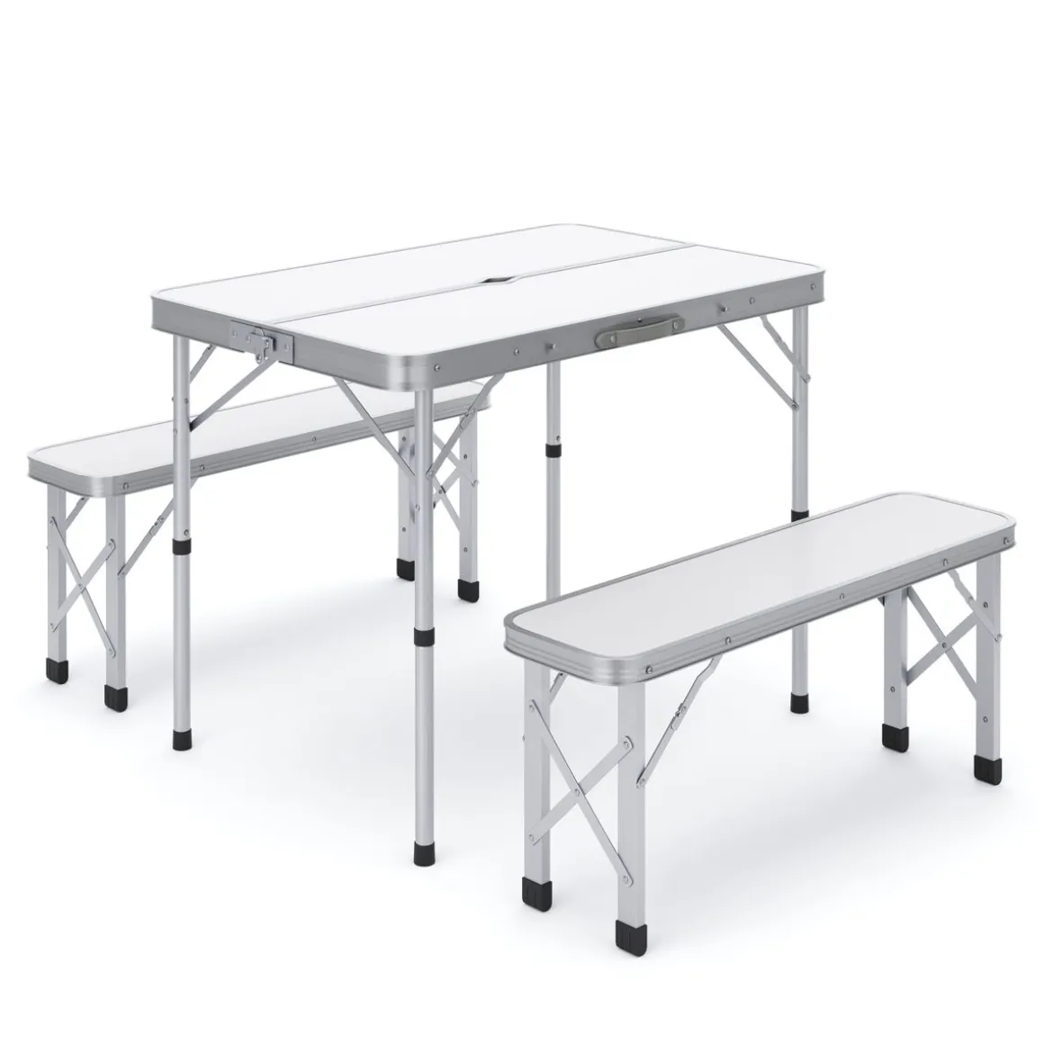 Campingtisch Garnitur klappbar 90 cm weiss