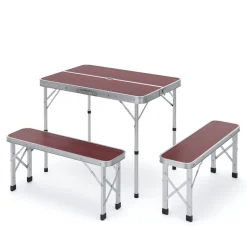 Campingtisch Garnitur klappbar 90 cm braun