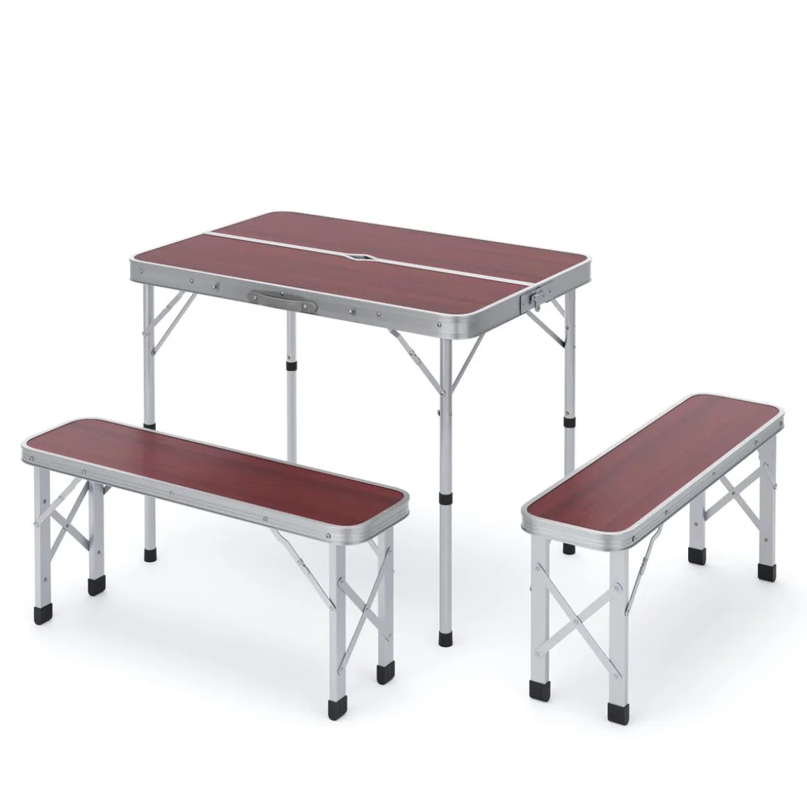 Campingtisch Garnitur klappbar 90 cm braun