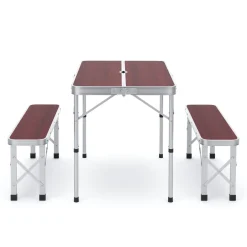Campingtisch Garnitur klappbar 90 cm braun