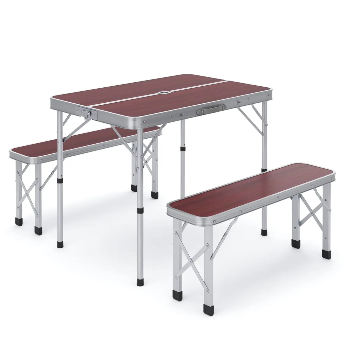 Campingtisch Garnitur klappbar 90 cm braun