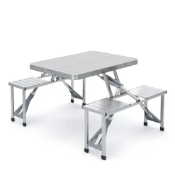 Campingtisch Garnitur klappbar 85 cm silber