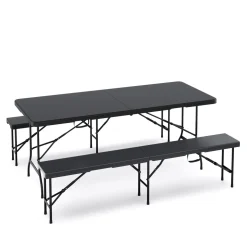 Campingtisch Garnitur klappbar 180 cm schwarz