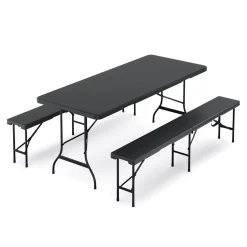 Campingtisch Garnitur klappbar 180 cm schwarz