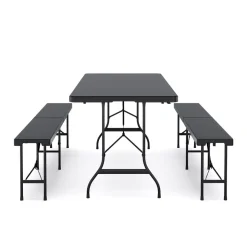 Campingtisch Garnitur klappbar 180 cm schwarz
