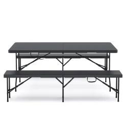 Campingtisch Garnitur klappbar 180 cm schwarz