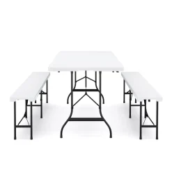 Campingtisch Garnitur klappbar 180 cm weiss