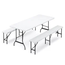 Campingtisch Garnitur klappbar 180 cm weiss
