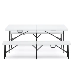 Campingtisch Garnitur klappbar 180 cm weiss