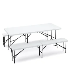 Campingtisch Garnitur klappbar 180 cm weiss