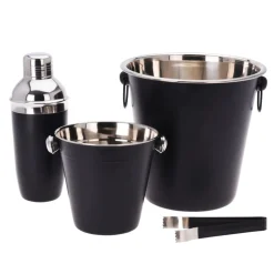 Cocktail Shaker Set Edelstahl 4-teilig schwarz/silber