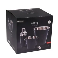 Cocktail Shaker Set Edelstahl 4-teilig schwarz/silber