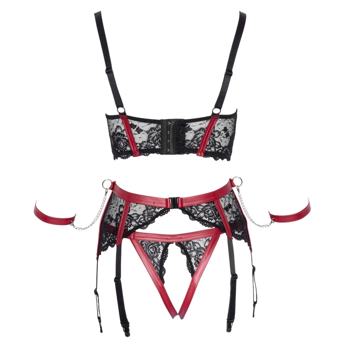 Cottelli Bondage BH Set mit Fesseln Grösse S schwarz/rot