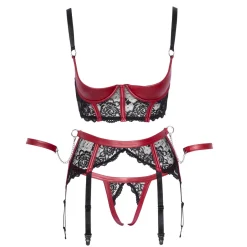 Cottelli Bondage BH Set mit Fesseln Grösse M schwarz/rot