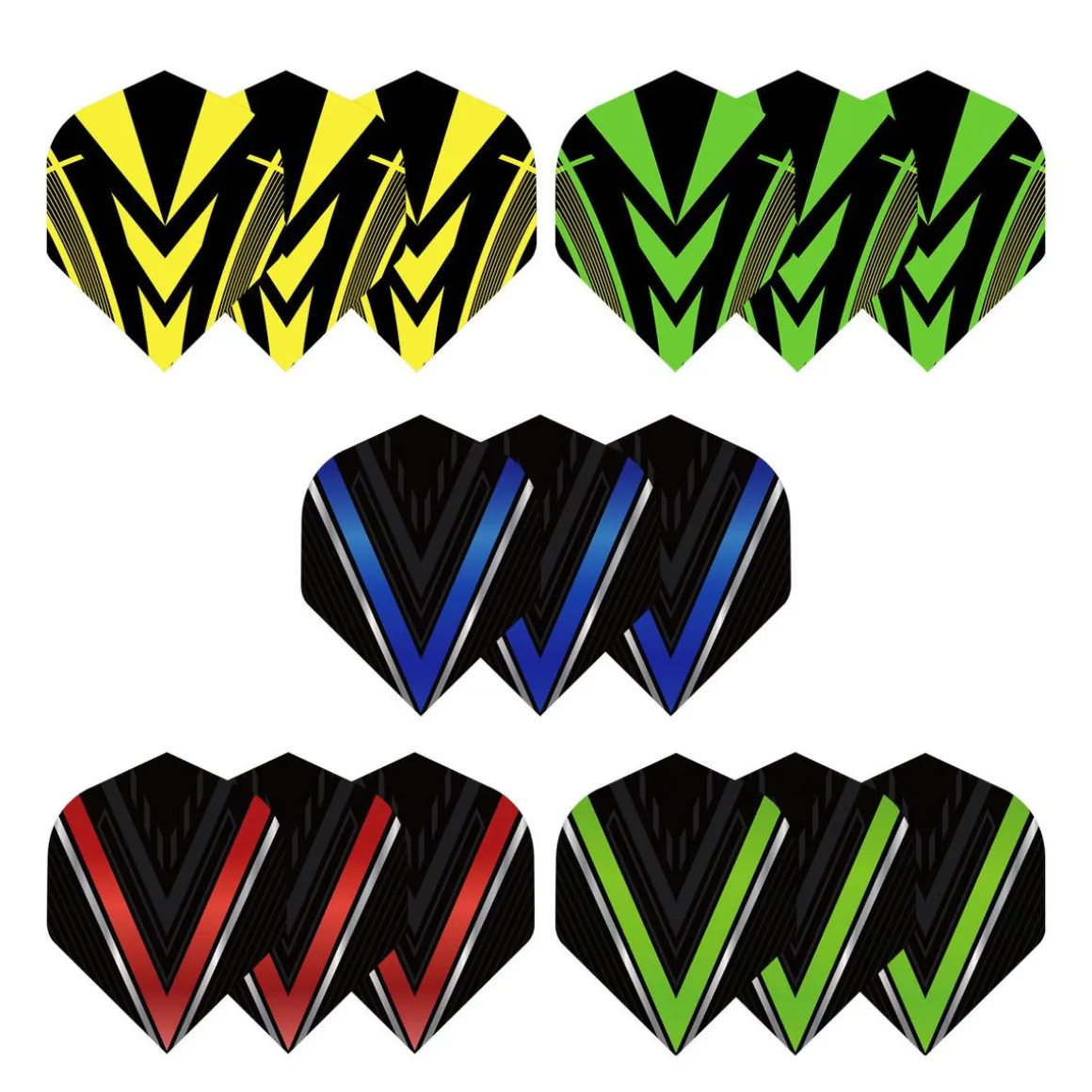 Dart Flight Set 15-teilig schwarz/bunt