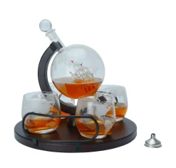 Dekanter Set Globus mit Schiff