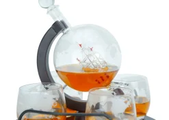 Dekanter Set Globus mit Schiff