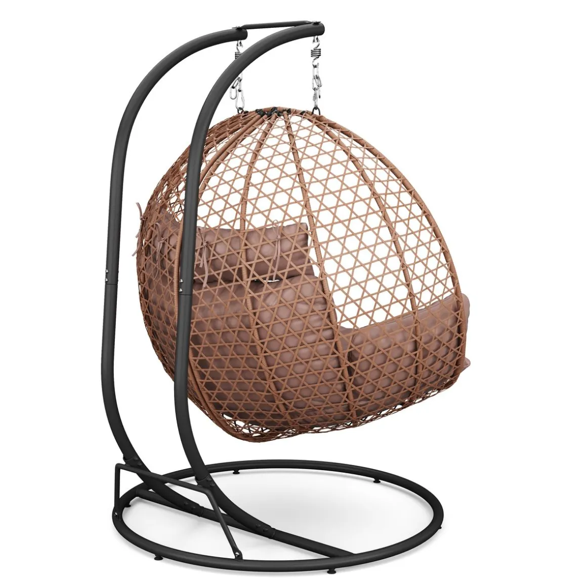 Doppel Hängesessel mit Gestell HAITI braun