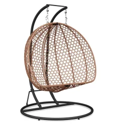 Doppel Hängesessel mit Gestell HAITI braun