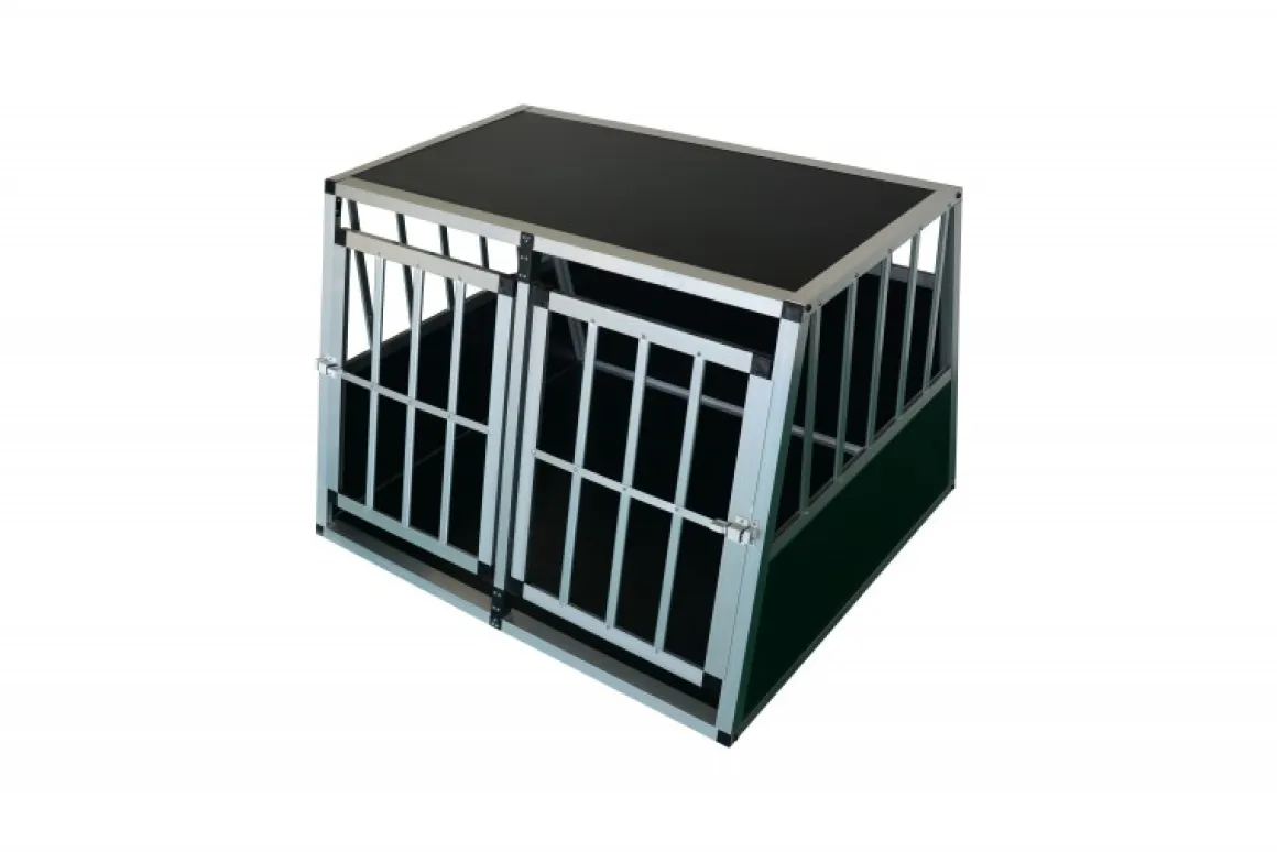 Doppelhundebox Alu geneigte Rückseite M schwarz