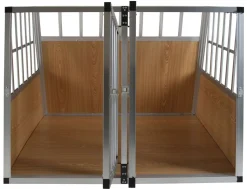 Doppelhundebox Alu geneigte Rückseite S hellbraun