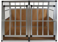 Doppelhundebox Alu geneigte Rückseite S hellbraun