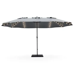 Doppel-Sonnenschirm OZE mit LED 460 x 270 cm anthrazit