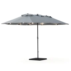 Doppel-Sonnenschirm OZE mit LED 460 x 270 cm anthrazit