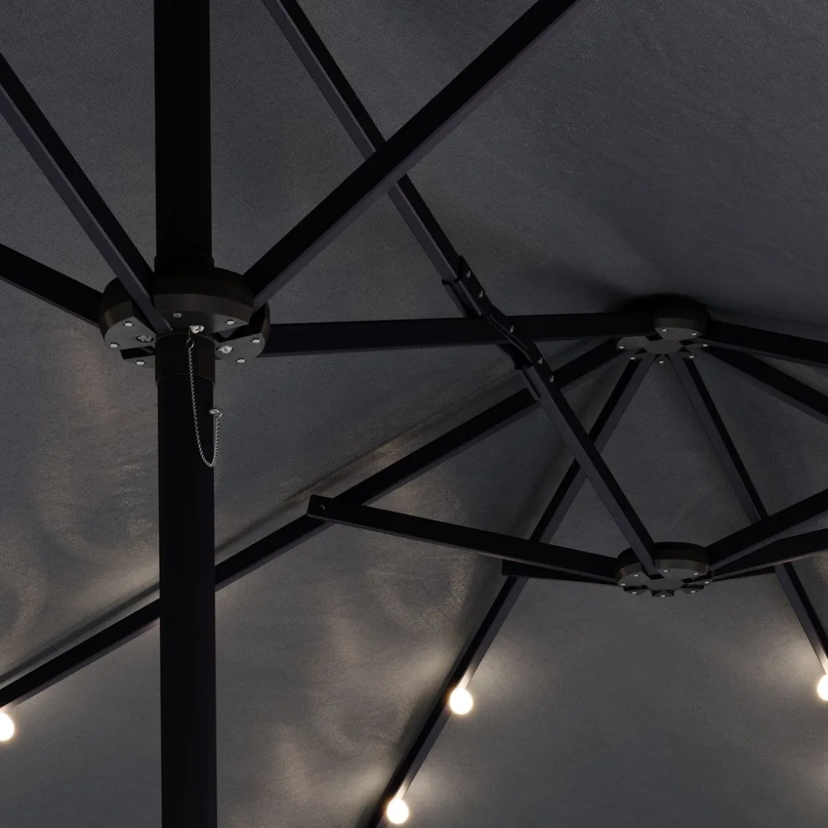 Doppel-Sonnenschirm OZE mit LED 460 x 270 cm anthrazit